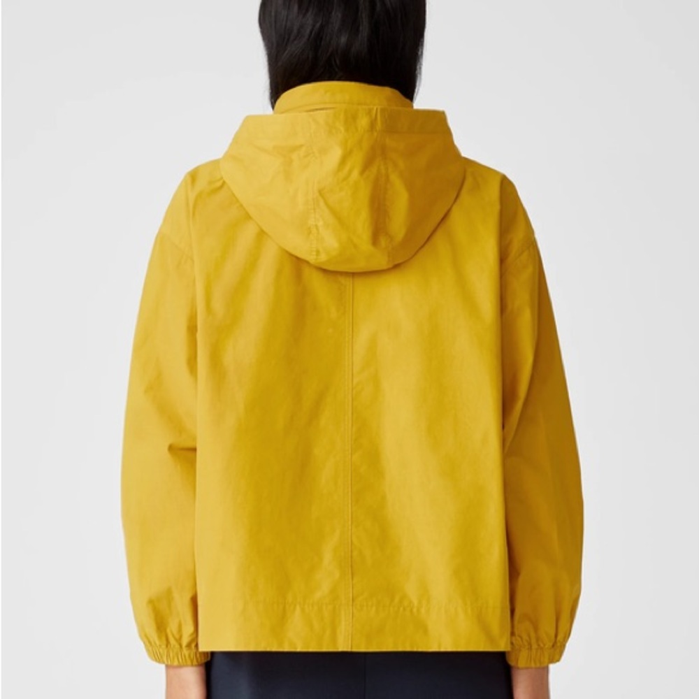 Eileen Fisher Rain Jacket. Vibrant Orange Hooded Jacket - Picture 3 of 4